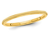 Ladies 14K Yellow Gold 1.50mm Stackable Milgrain Wedding Band Ring